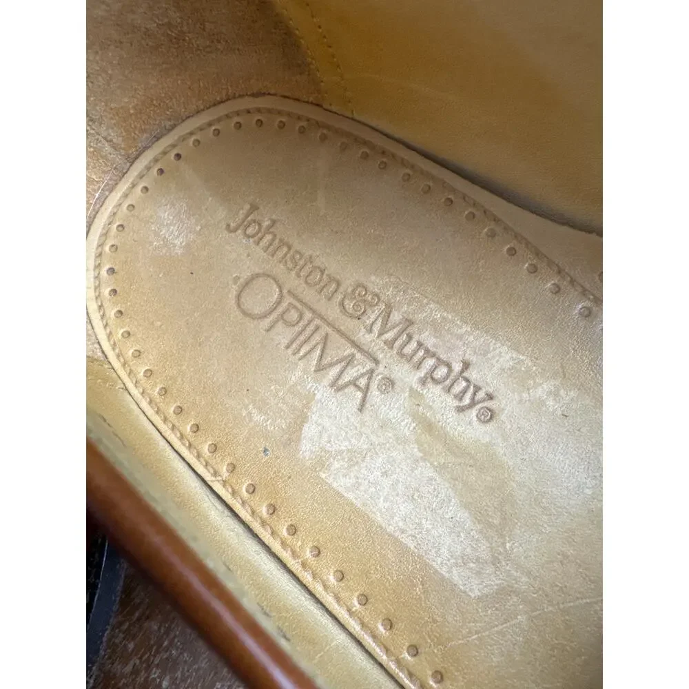 Johnston & Murphy Optima 10.5 Brown Loafers Kiltie Tassel Wing Tip Shoes EUC Men